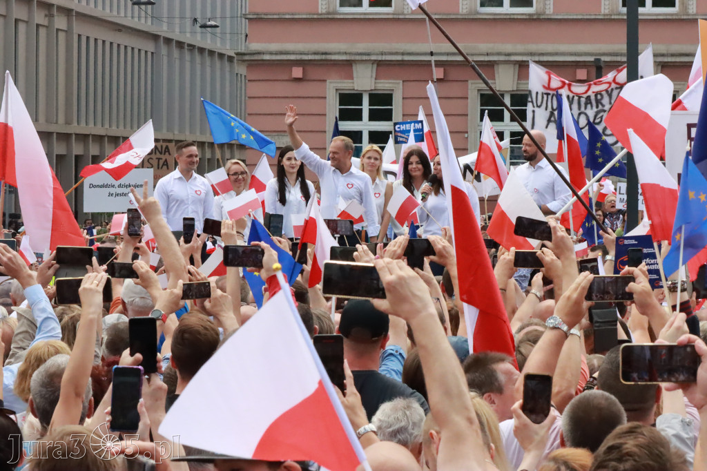 Fotorelacja: Wiec Donalda Tuska we Wrocławiu.