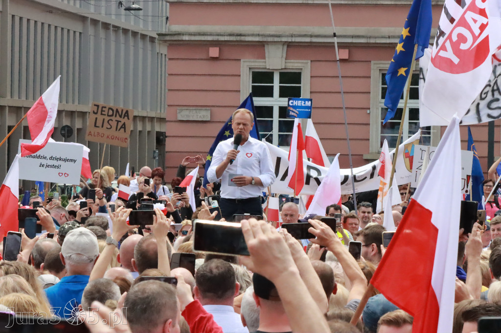 Fotorelacja: Wiec Donalda Tuska we Wrocławiu.