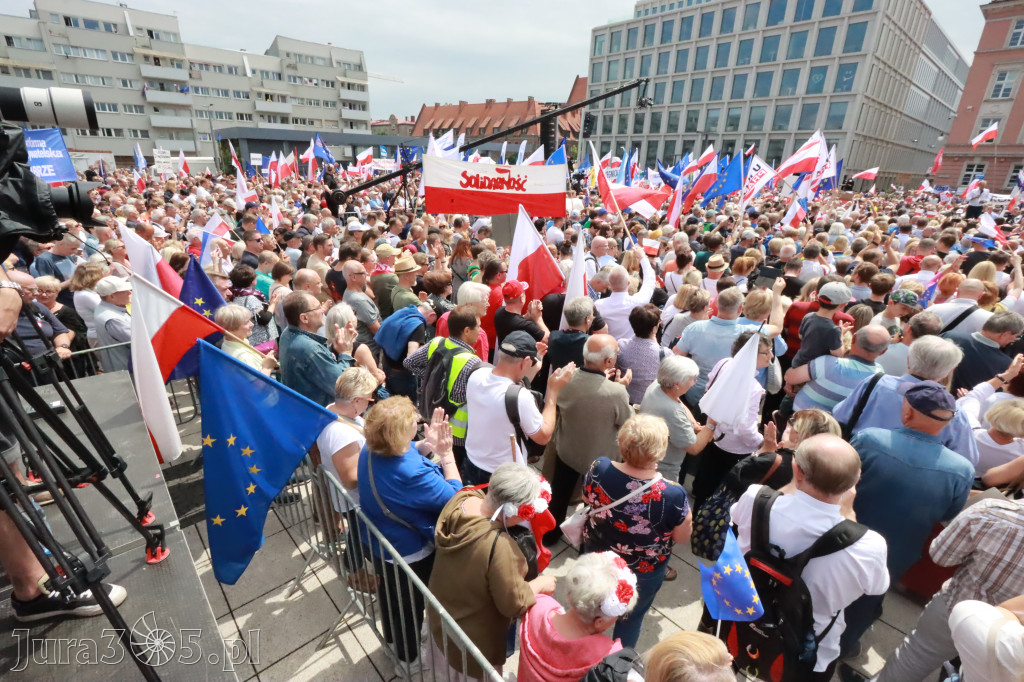 Fotorelacja: Wiec Donalda Tuska we Wrocławiu.