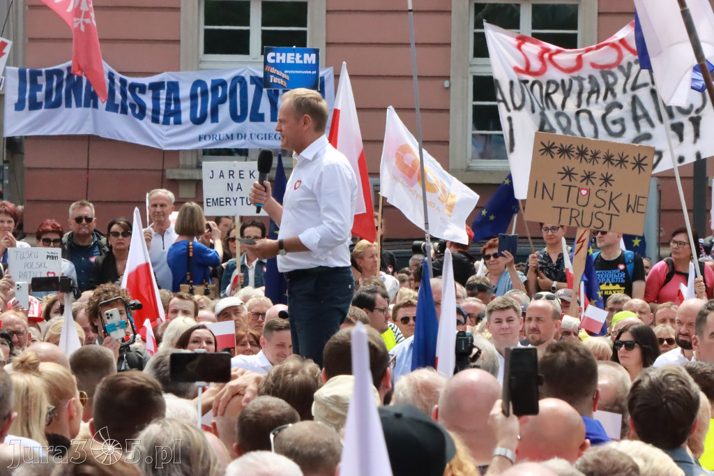 Fotorelacja: Wiec Donalda Tuska we Wrocławiu.