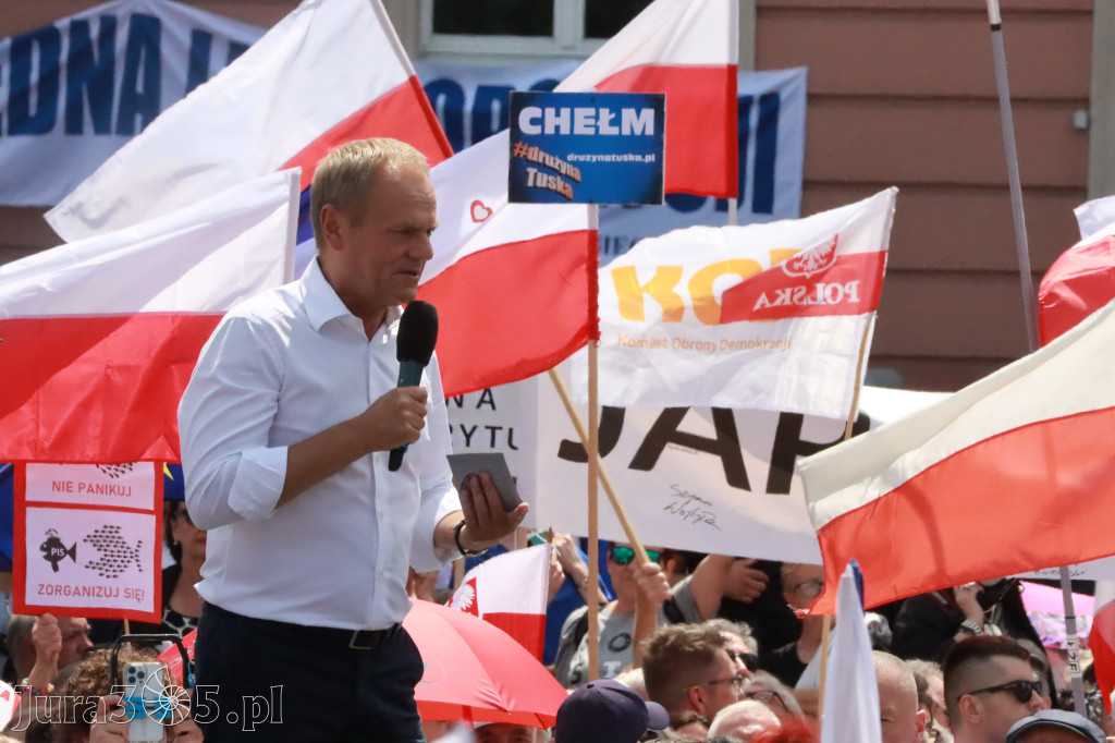 Fotorelacja: Wiec Donalda Tuska we Wrocławiu.