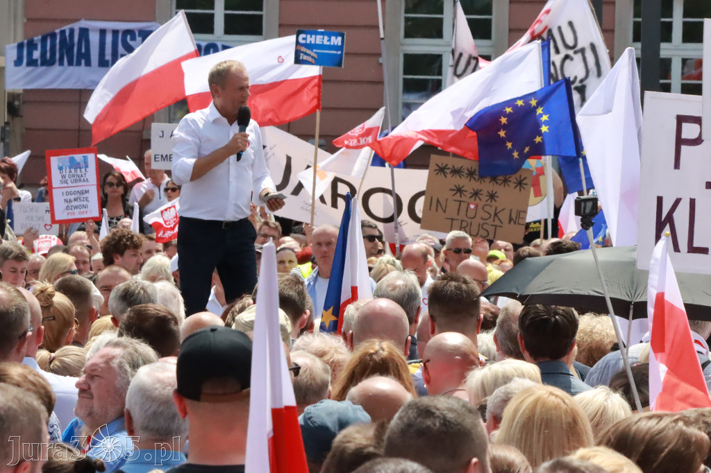 Fotorelacja: Wiec Donalda Tuska we Wrocławiu.