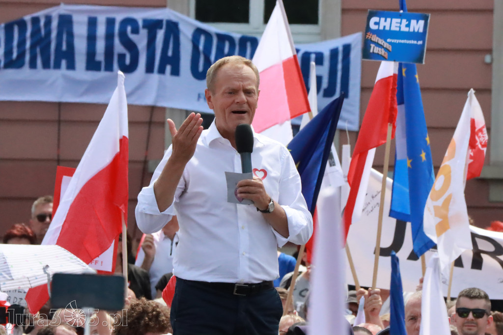 Fotorelacja: Wiec Donalda Tuska we Wrocławiu.