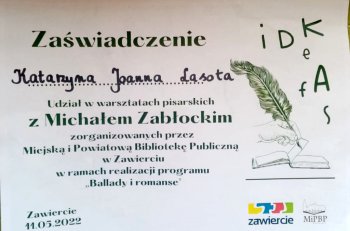 Warsztaty pisarskie z Michałem Zabłockim w Zawierciu-32