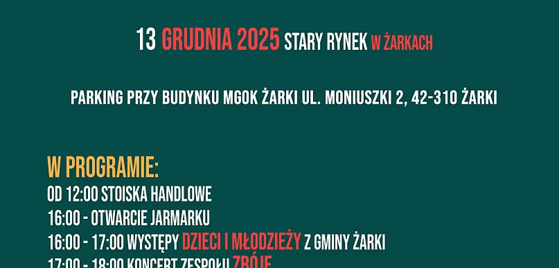 ISKRY 2025 – Jarmark Bożonarodzeniowy w Żarkach
